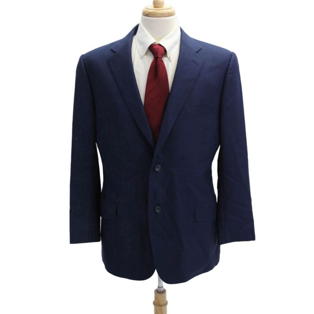 J. Hilburn Mens Dark Blue Wool Blend Blazer Button Solid Classic Size 40